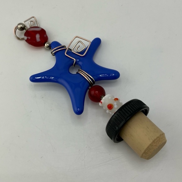 Hand Crafted Other - Hand Crafted Fused Glass Blue Star Wine/Olive Oil Bottle Stopper